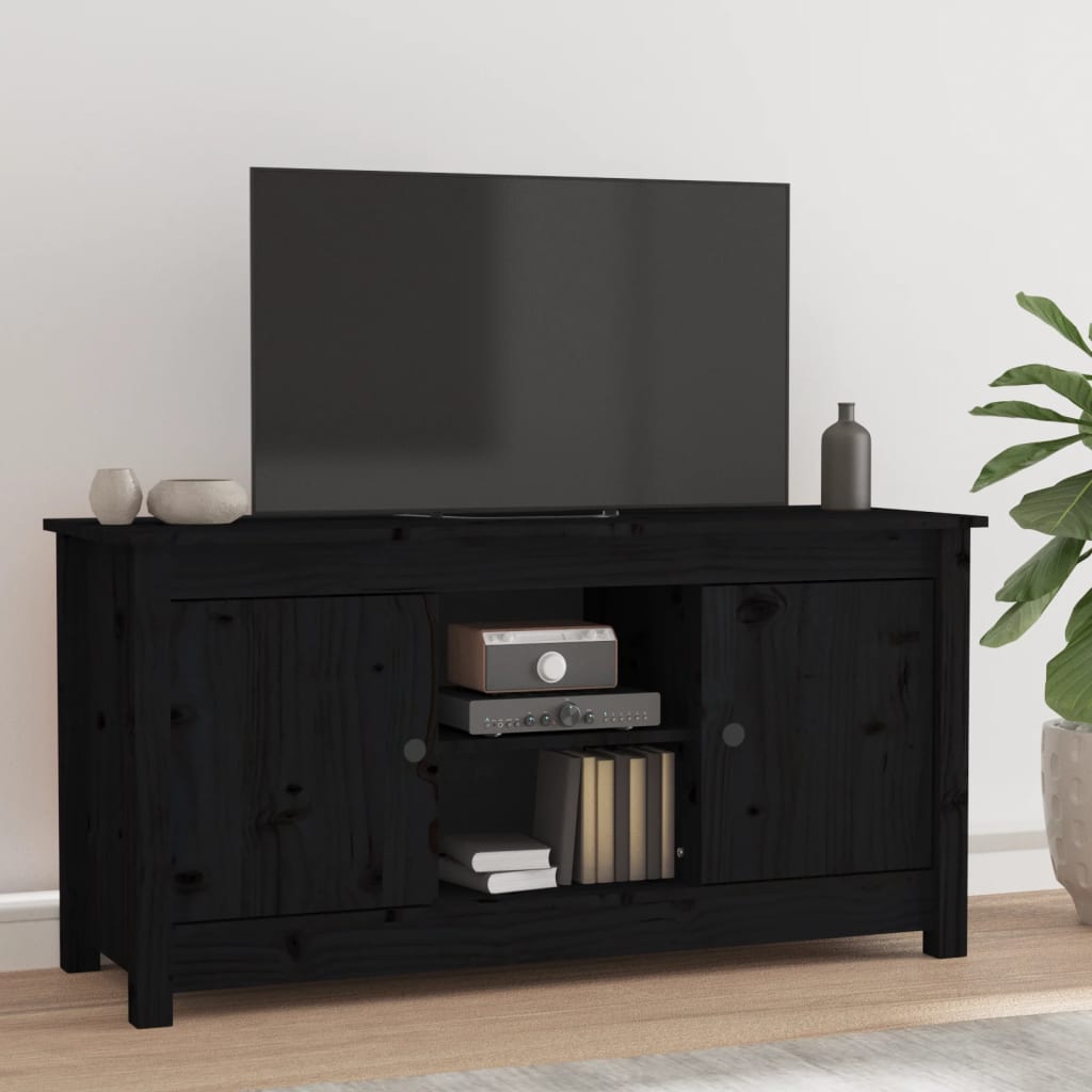 Tv-Meubel 03X36,5X52 Cm Massief Grenenhout Zwart