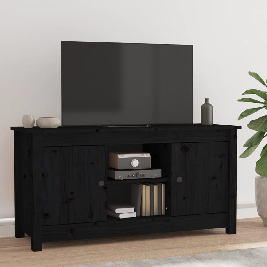 Tv-Meubel 03X36,5X52 Cm Massief Grenenhout Zwart