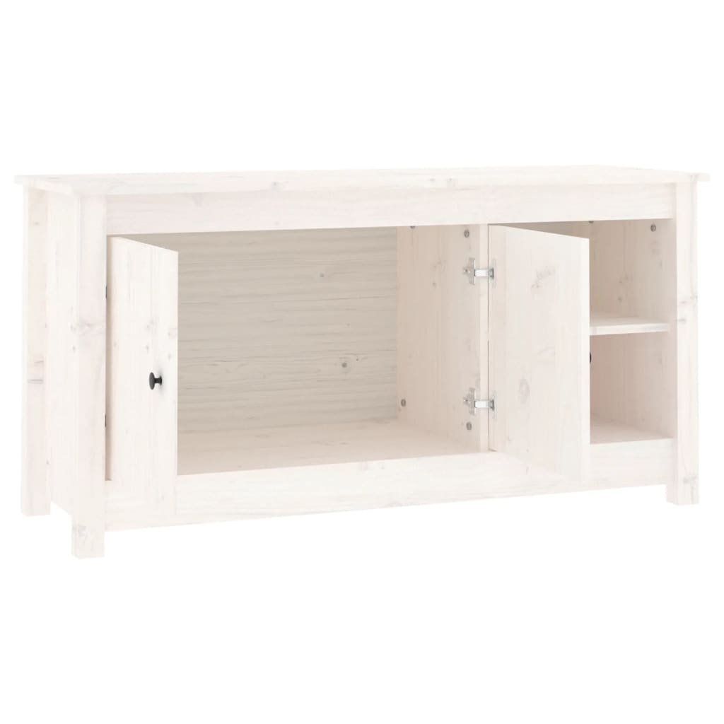 Tv-Meubel 03X36,5X52 Cm Massief Grenenhout Wit