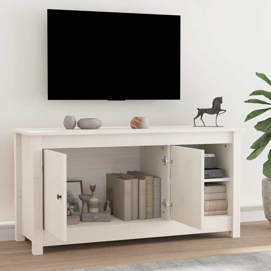 Tv-Meubel 03X36,5X52 Cm Massief Grenenhout Wit