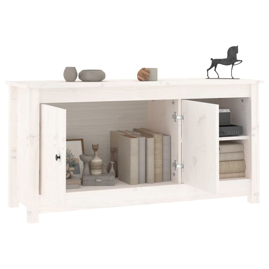 Tv-Meubel 03X36,5X52 Cm Massief Grenenhout Wit