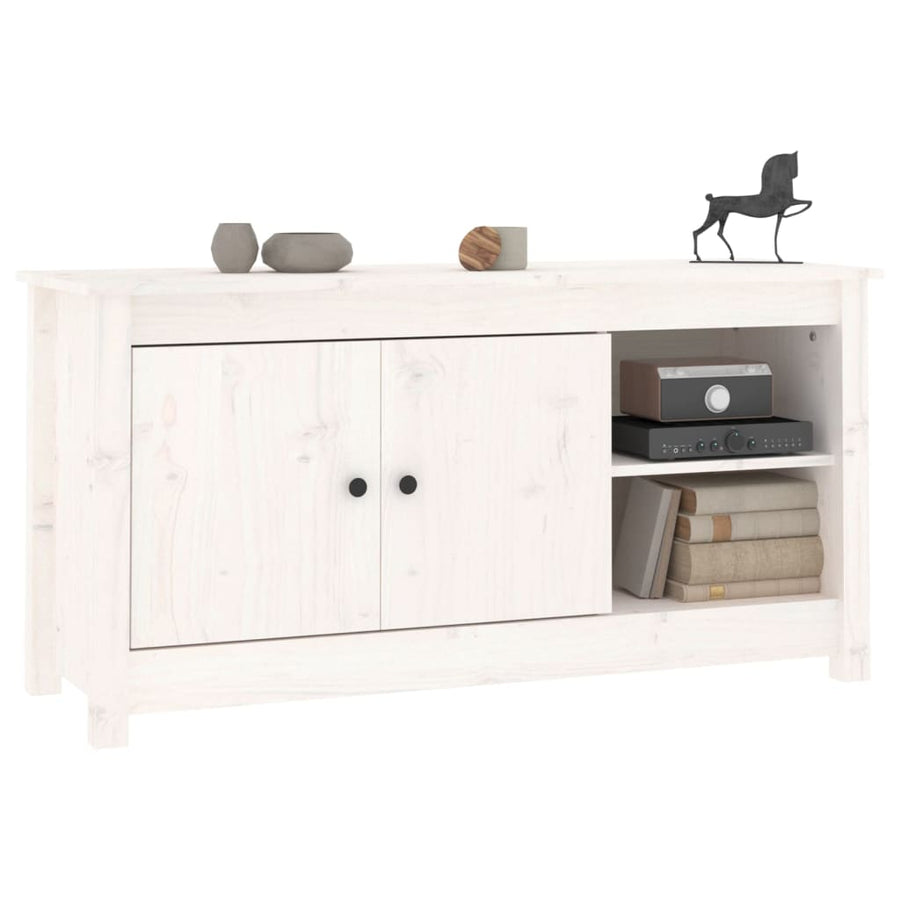 Tv-Meubel 03X36,5X52 Cm Massief Grenenhout Wit