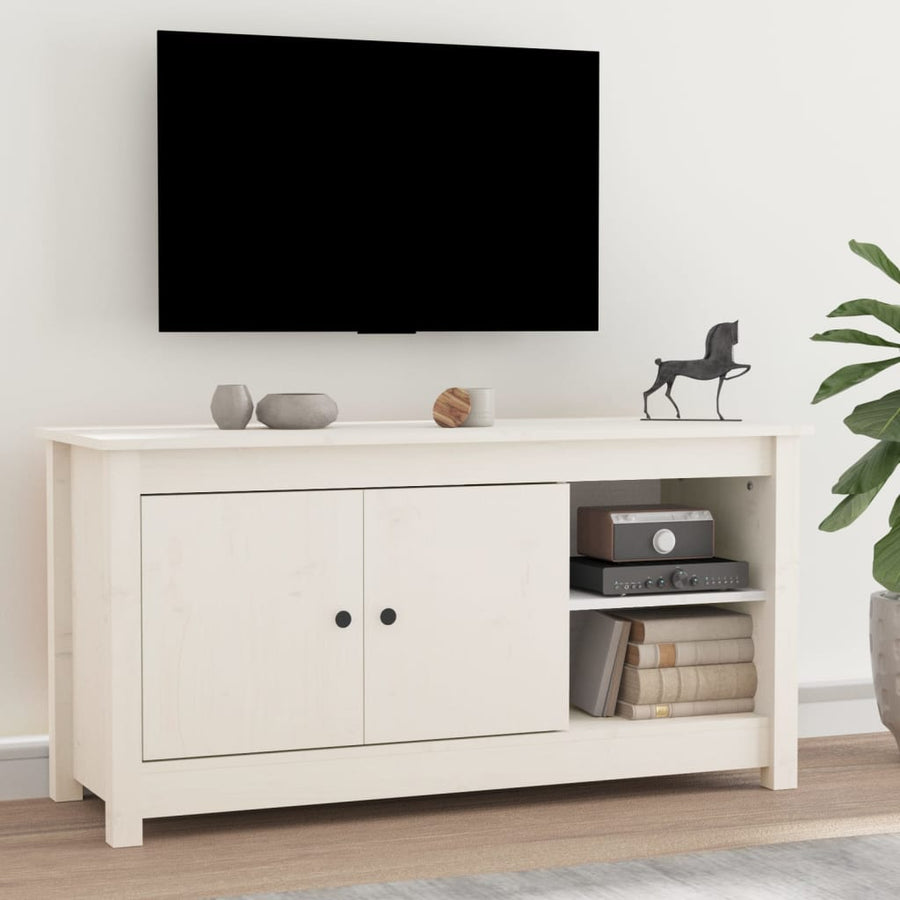 Tv-Meubel 03X36,5X52 Cm Massief Grenenhout Wit