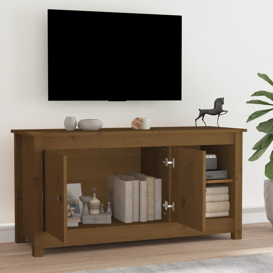 Tv-Meubel 03X36,5X52 Cm Massief Grenenhout Honingbruin