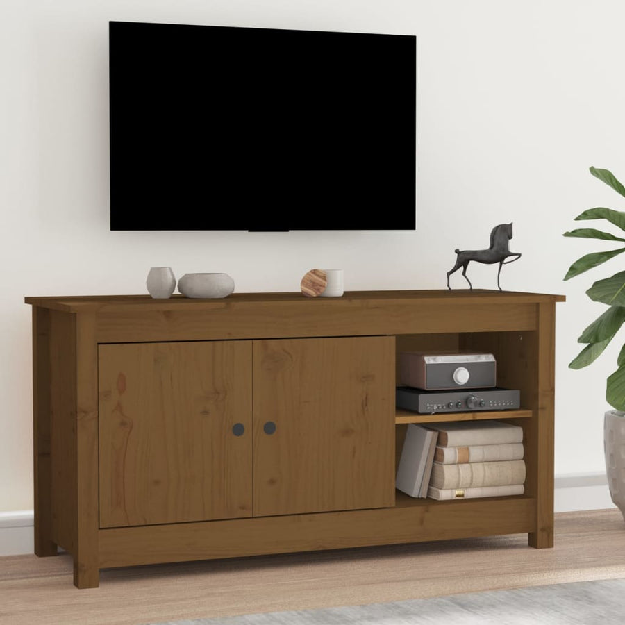 Tv-Meubel 03X36,5X52 Cm Massief Grenenhout Honingbruin