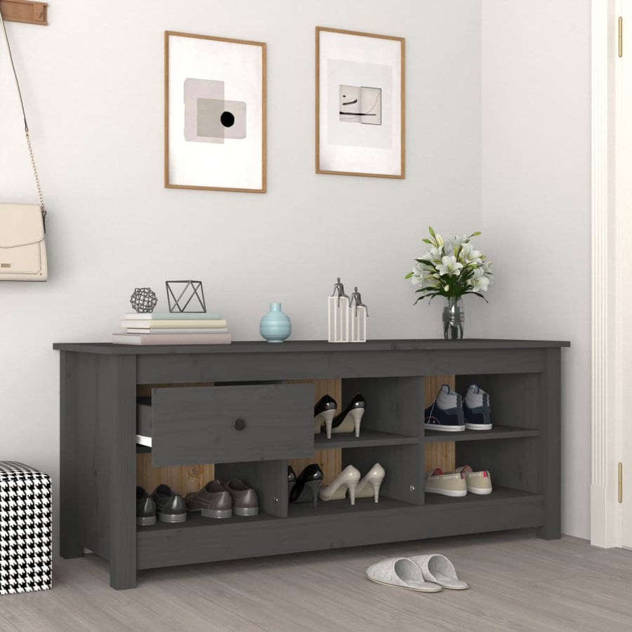 Schoenenkast 110X38X45,5 Cm Massief Grenenhout Grijs