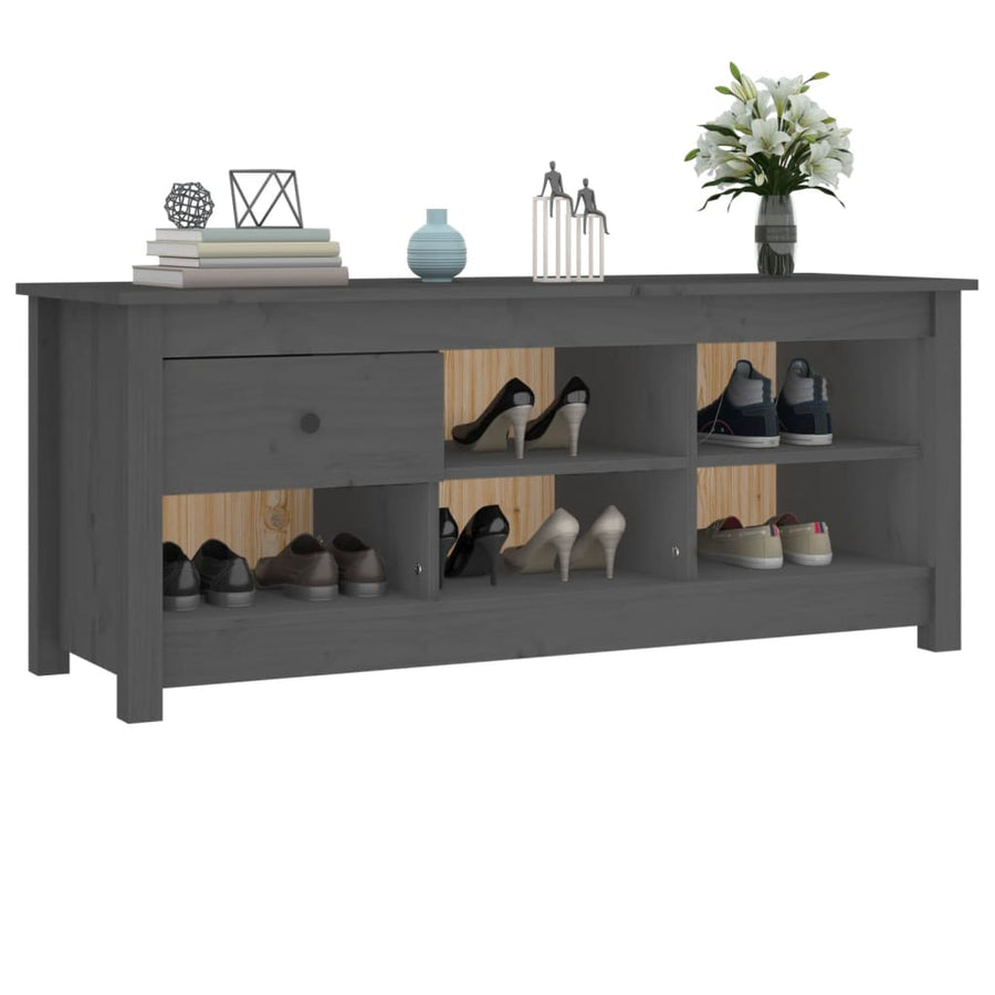 Schoenenkast 110X38X45,5 Cm Massief Grenenhout Grijs