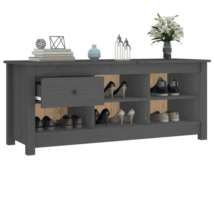 Schoenenkast 110X38X45,5 Cm Massief Grenenhout Grijs
