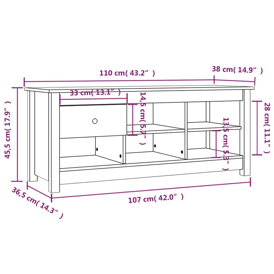 Schoenenkast 110X38X45,5 Cm Massief Grenenhout Grijs