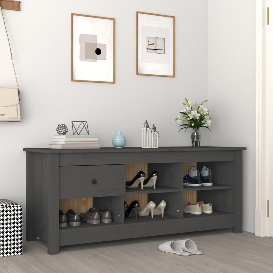 Schoenenkast 110X38X45,5 Cm Massief Grenenhout Grijs