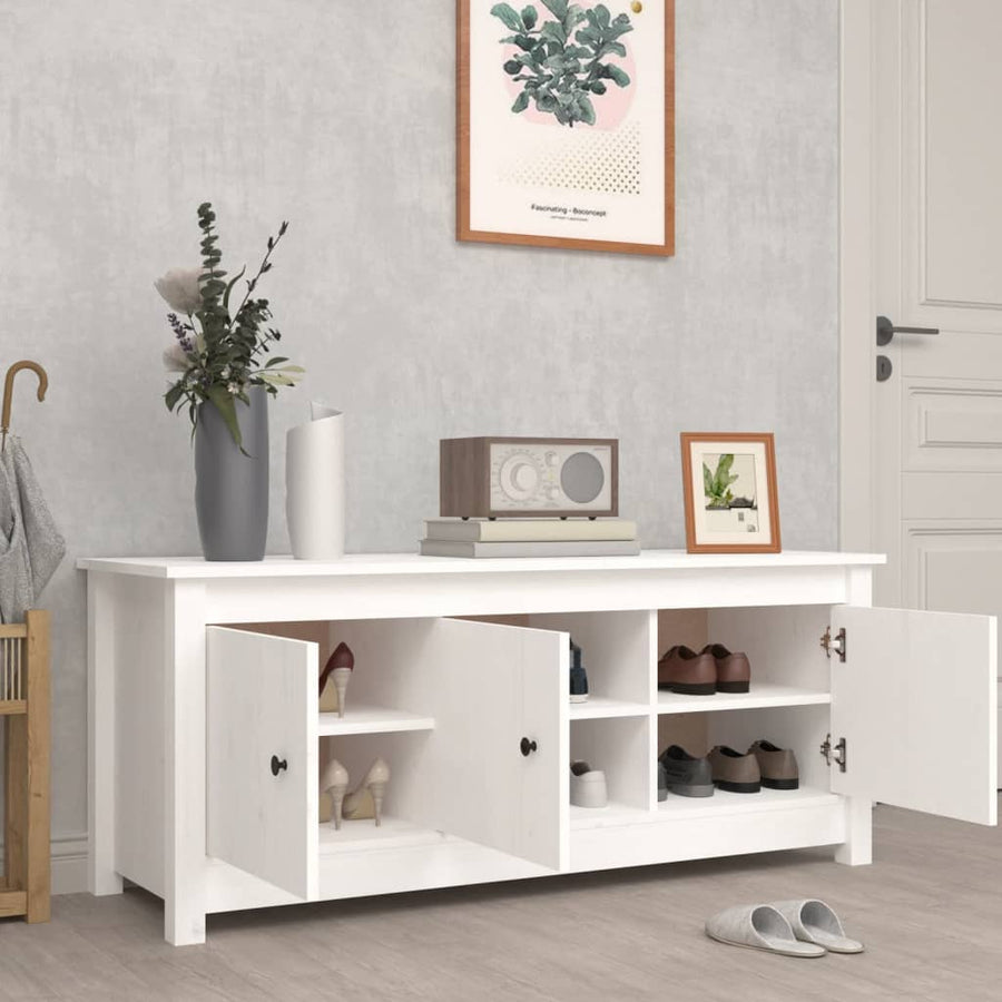 Schoenenkast 110X38X45,5 Cm Massief Grenenhout Wit