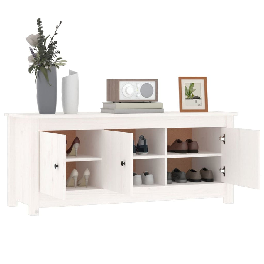 Schoenenkast 110X38X45,5 Cm Massief Grenenhout Wit