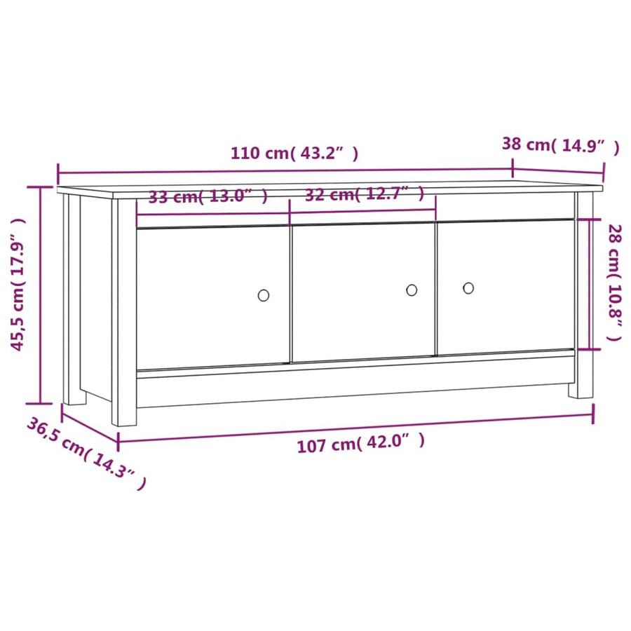 Schoenenkast 110X38X45,5 Cm Massief Grenenhout Wit