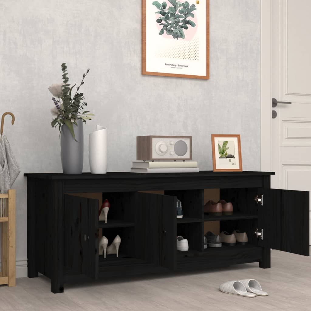 Schoenenkast 110x38x45,5 cm massief grenenhout zwart