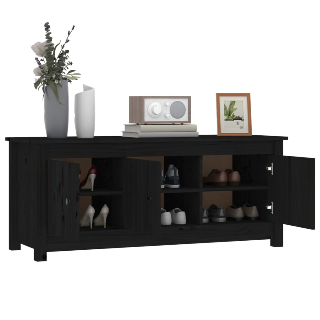 Schoenenkast 110x38x45,5 cm massief grenenhout zwart