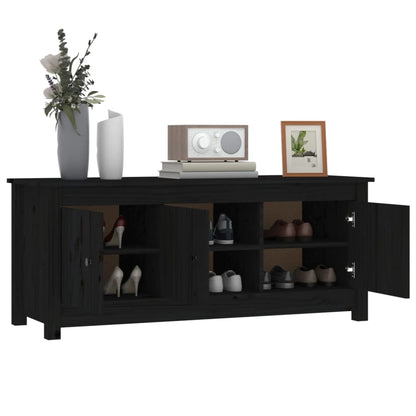 Schoenenkast 110x38x45,5 cm massief grenenhout zwart