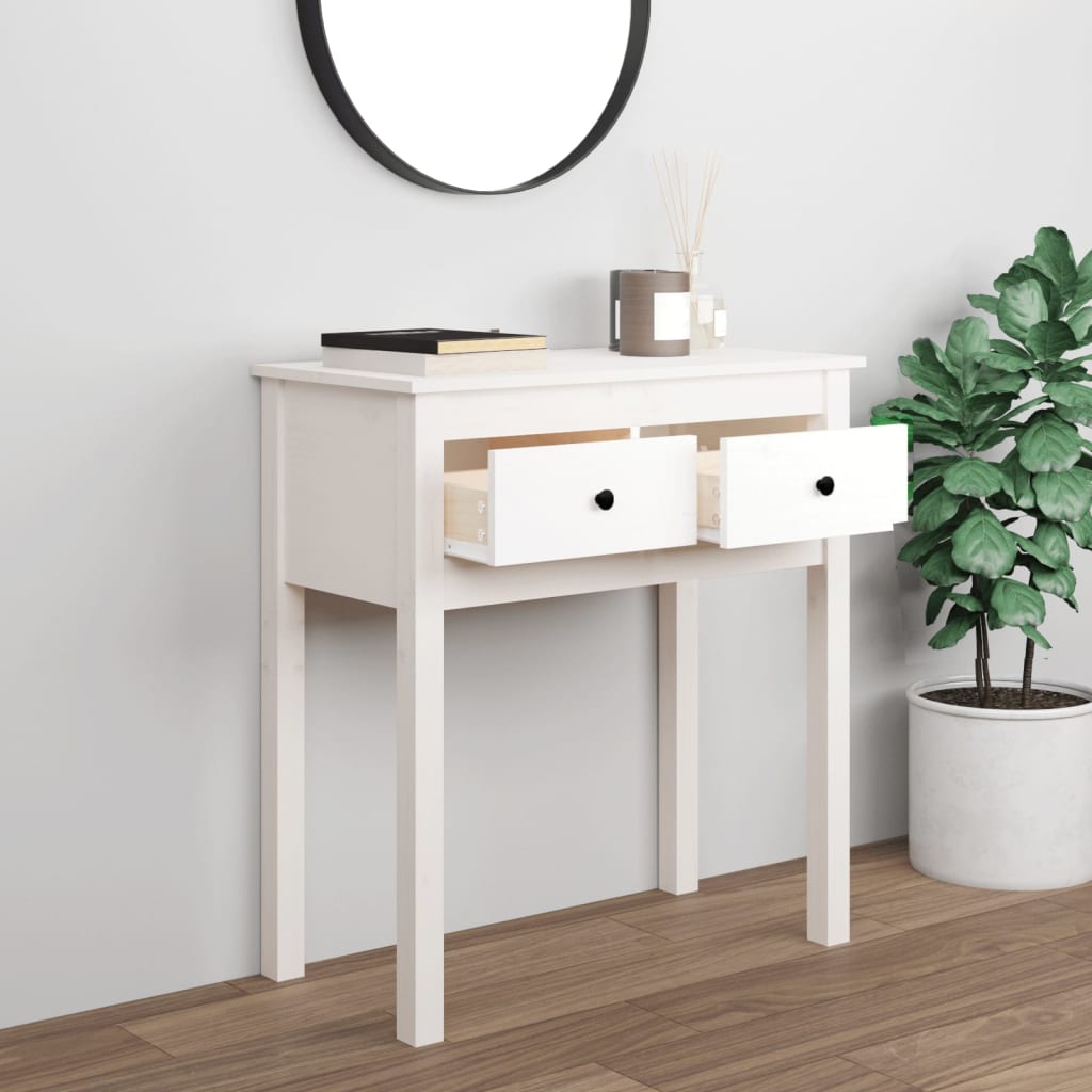 Wandtafel Massief Grenenhout 70 x 35 x 75 cm Wit