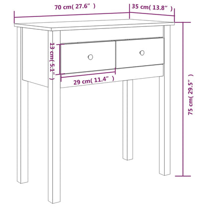 Wandtafel Massief Grenenhout 70 x 35 x 75 cm Wit
