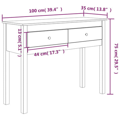 Wandtafel 100X35X75 Cm Massief Grenenhout Naturel 100 cm