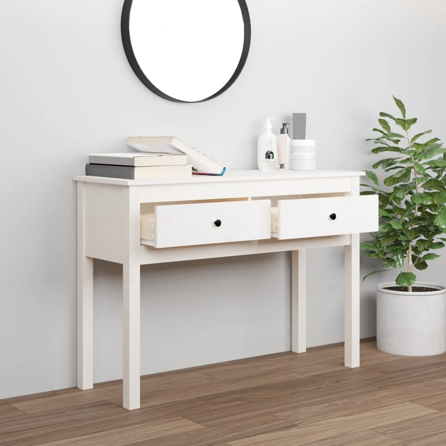 Wandtafel 100x35x75 cm massief grenenhout wit