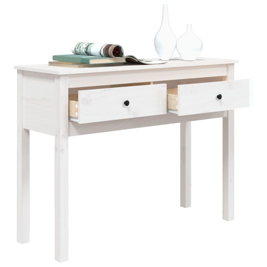 Wandtafel 100x35x75 cm massief grenenhout wit