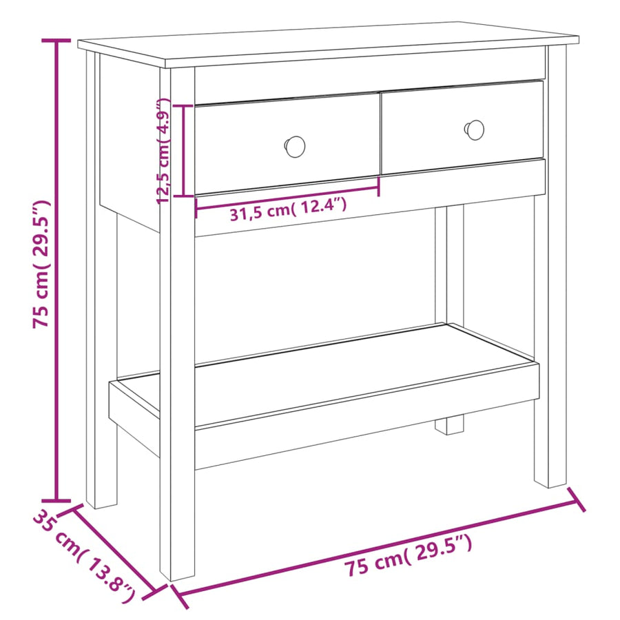 Wandtafel Massief Grenenhout 75 x 35 x 75 cm Naturel