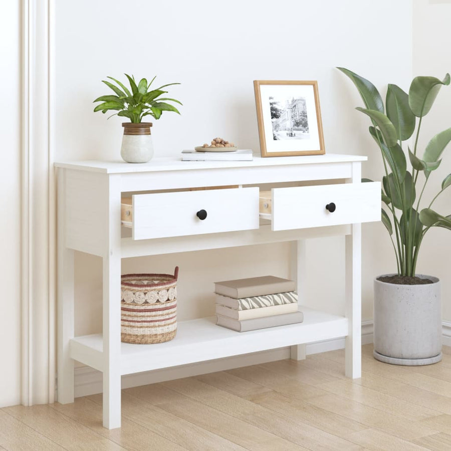 Wandtafel Massief Grenenhout 100 x 35 x 75 cm Wit