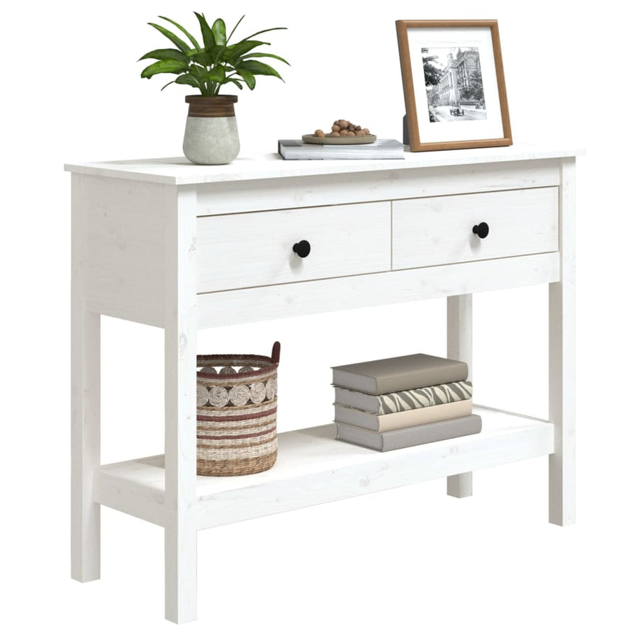 Wandtafel Massief Grenenhout 100 x 35 x 75 cm Wit