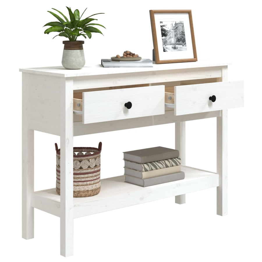 Wandtafel Massief Grenenhout 100 x 35 x 75 cm Wit