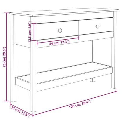 Wandtafel Massief Grenenhout 100 x 35 x 75 cm Wit