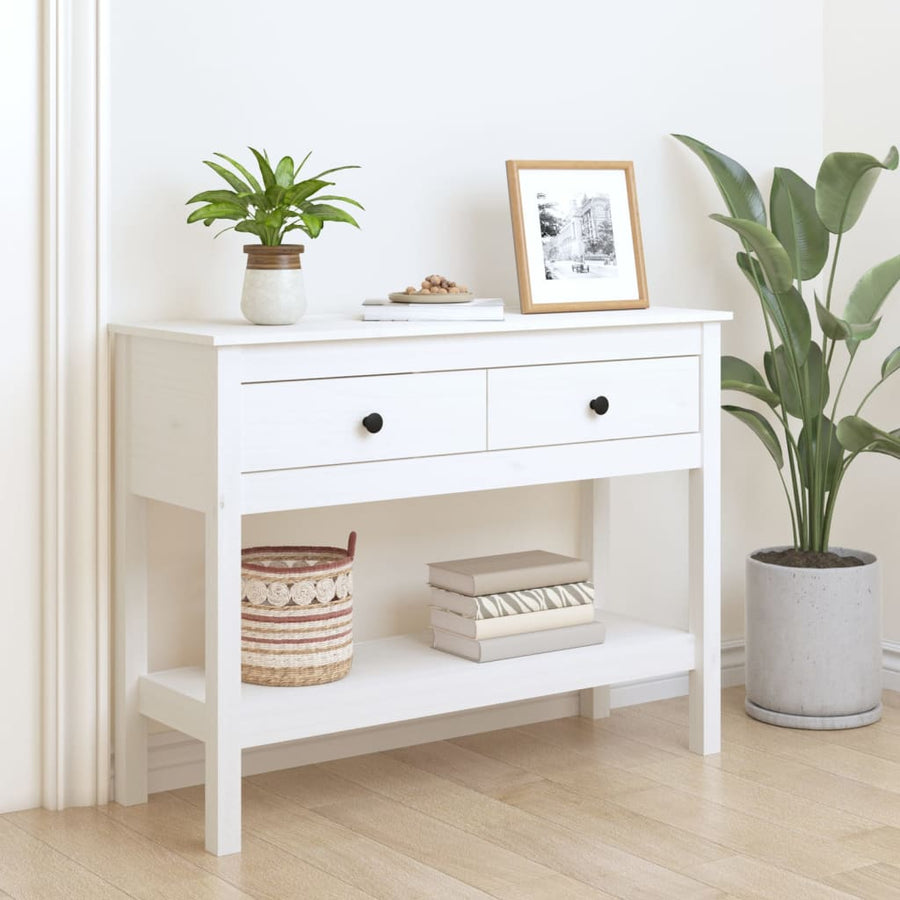 Wandtafel Massief Grenenhout 100 x 35 x 75 cm Wit