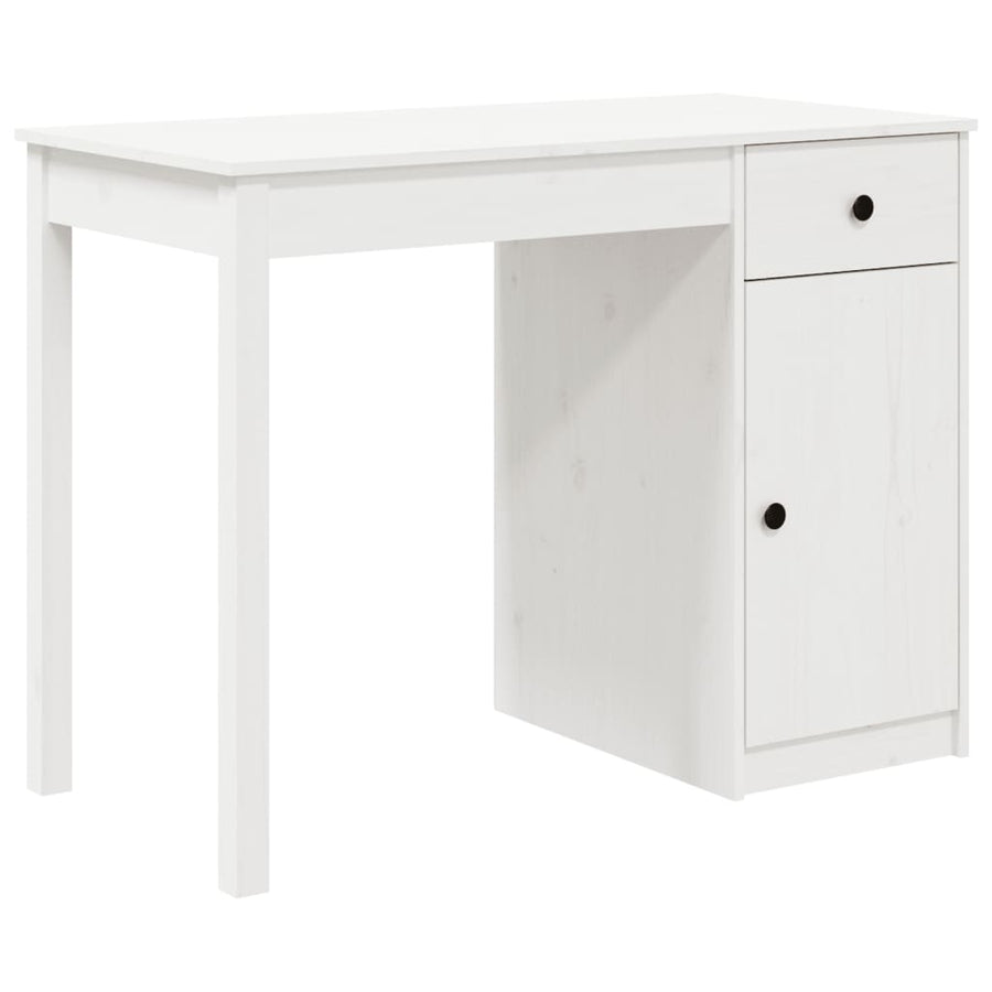 Bureau 100X50X75 Cm Massief Grenenhout Wit