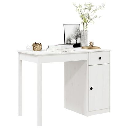 Bureau 100X50X75 Cm Massief Grenenhout Wit