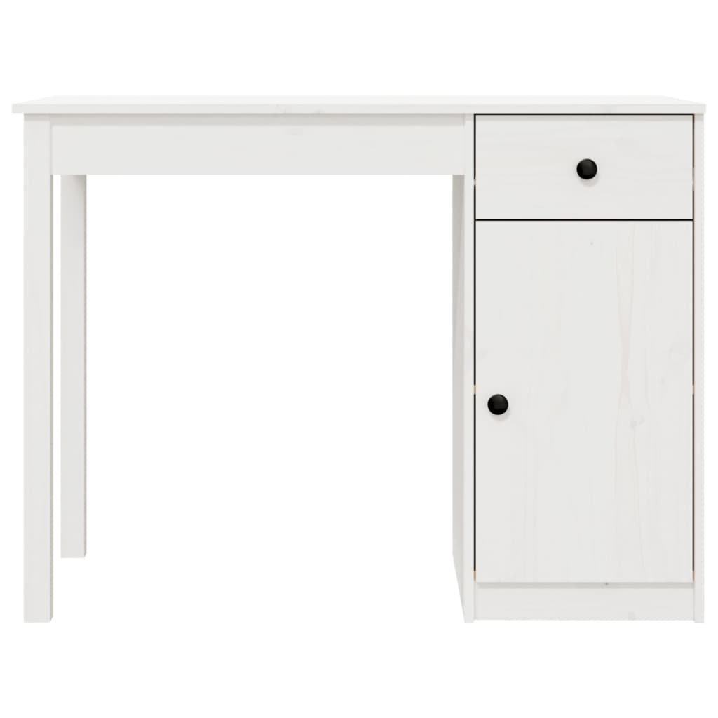 Bureau 100X50X75 Cm Massief Grenenhout Wit