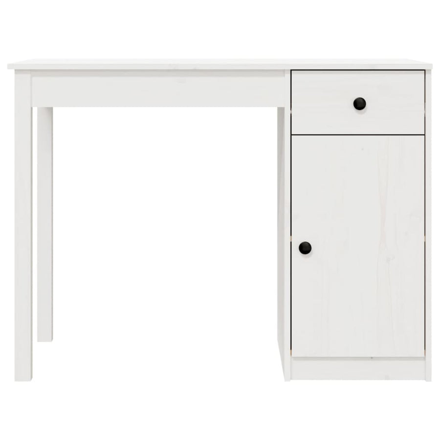 Bureau 100X50X75 Cm Massief Grenenhout Wit