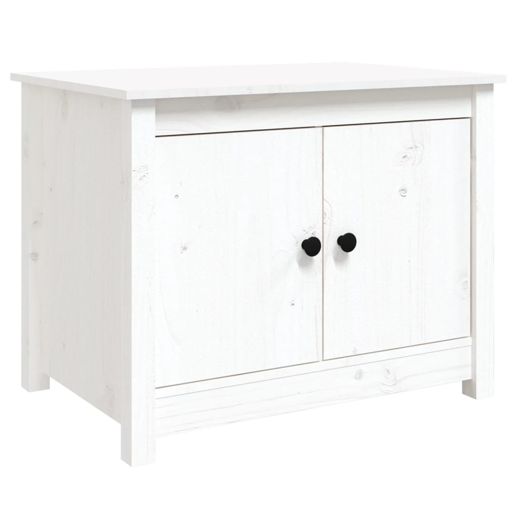 Salontafel 71X49X55 Cm Massief Grenenhout Wit