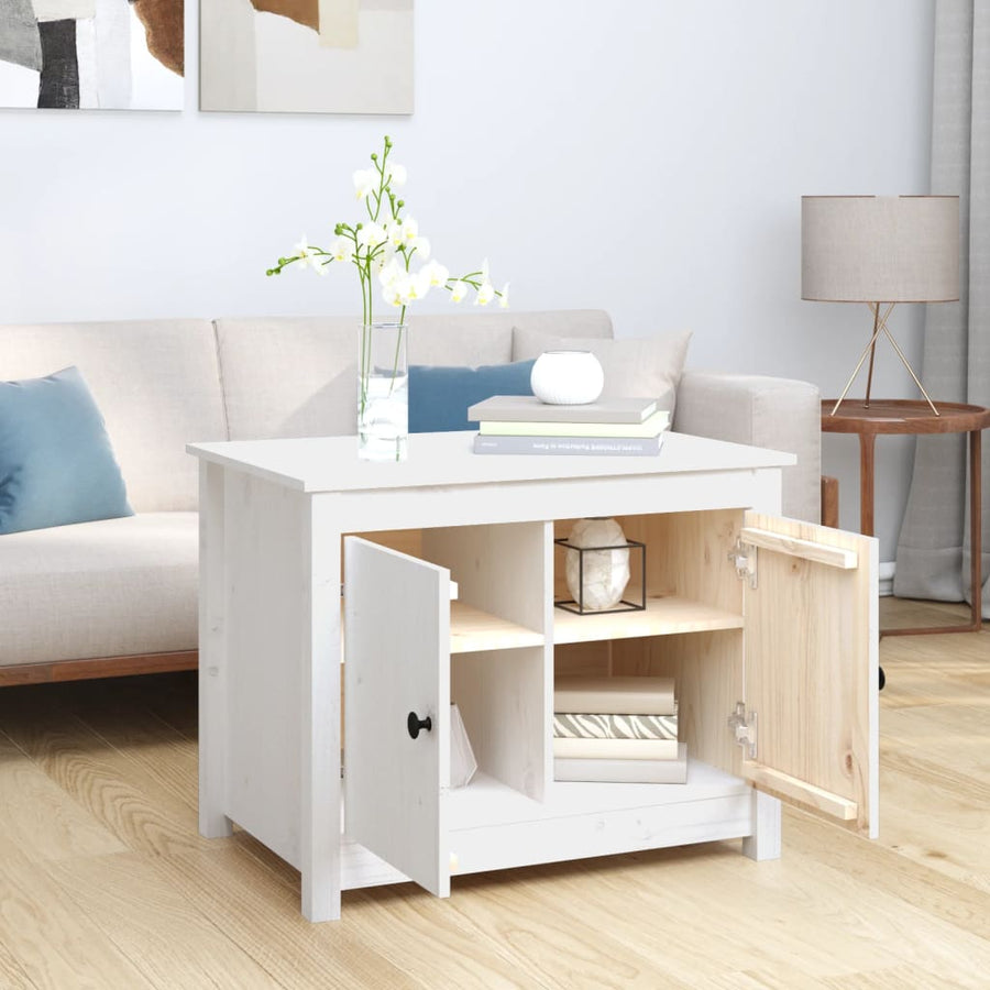 Salontafel 71X49X55 Cm Massief Grenenhout Wit