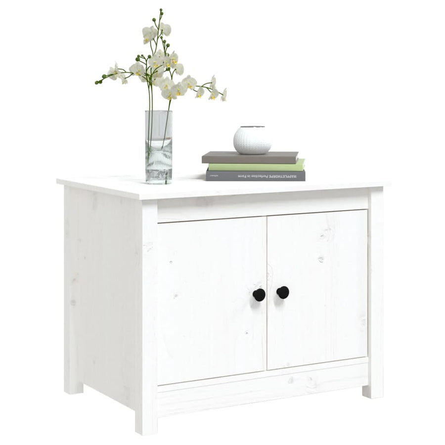 Salontafel 71X49X55 Cm Massief Grenenhout Wit