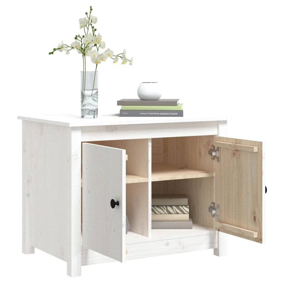 Salontafel 71X49X55 Cm Massief Grenenhout Wit
