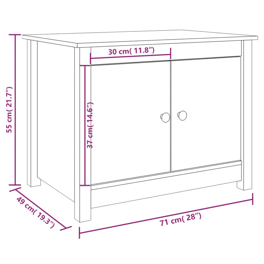 Salontafel 71X49X55 Cm Massief Grenenhout Wit