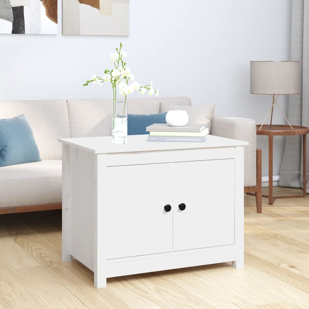 Salontafel 71X49X55 Cm Massief Grenenhout Wit