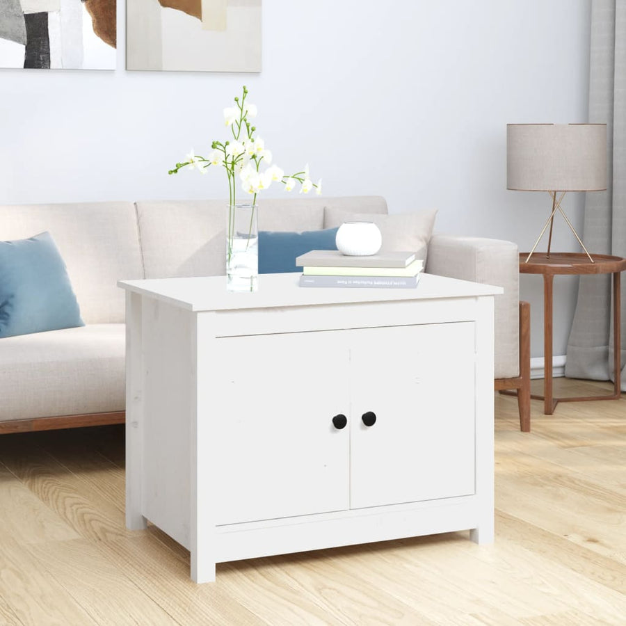 Salontafel 71X49X55 Cm Massief Grenenhout Wit
