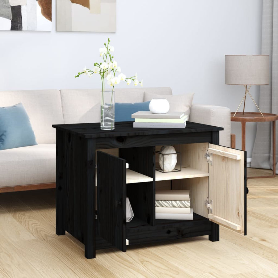 Salontafel 71X49X55 Cm Massief Grenenhout Zwart