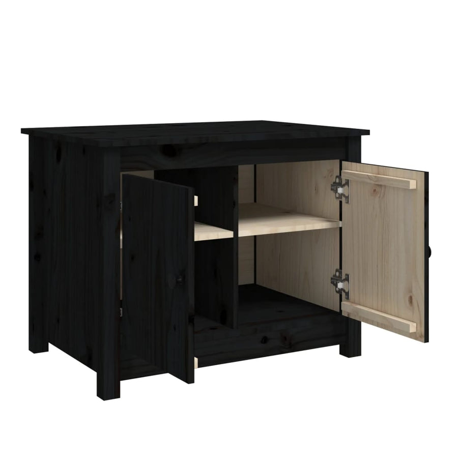 Salontafel 71X49X55 Cm Massief Grenenhout Zwart