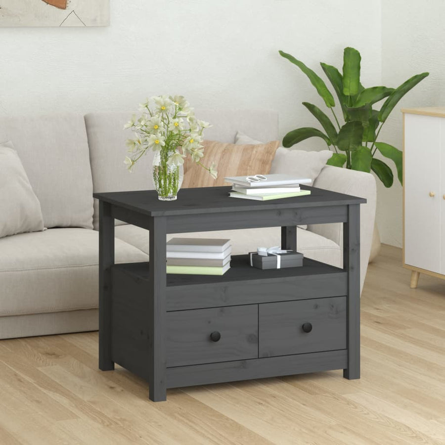 Salontafel 71X49X55 Cm Massief Grenenhout Grijs