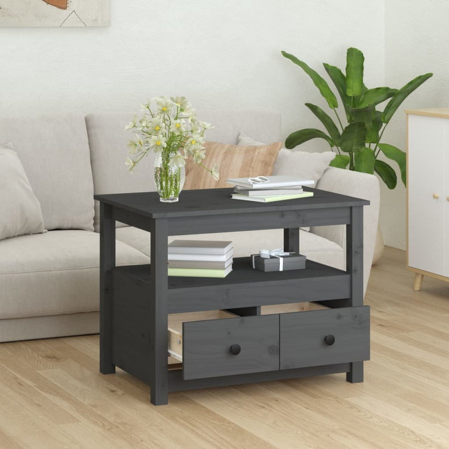 Salontafel 71X49X55 Cm Massief Grenenhout Grijs