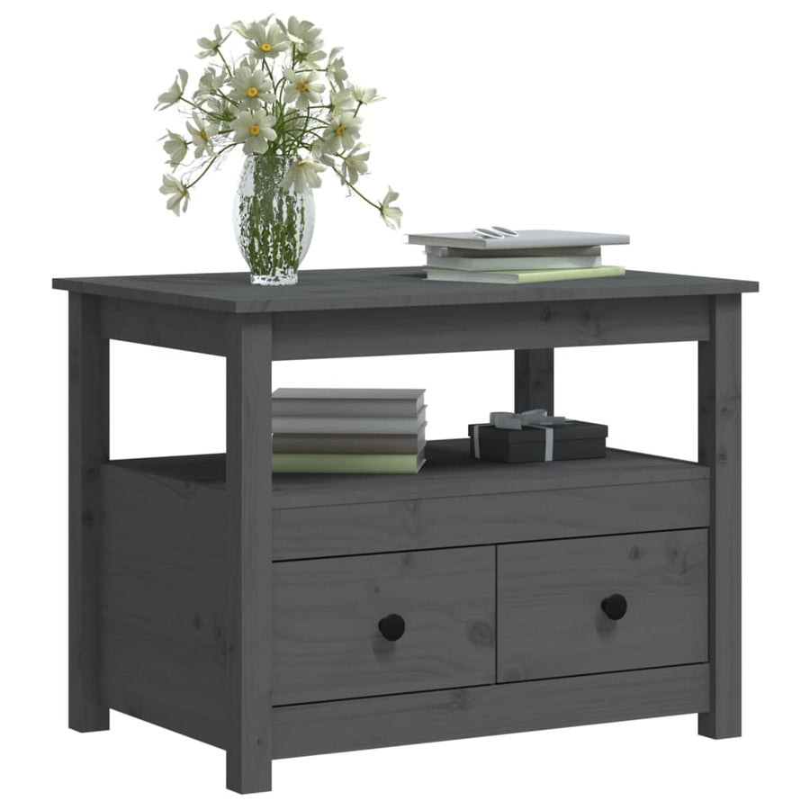 Salontafel 71X49X55 Cm Massief Grenenhout Grijs