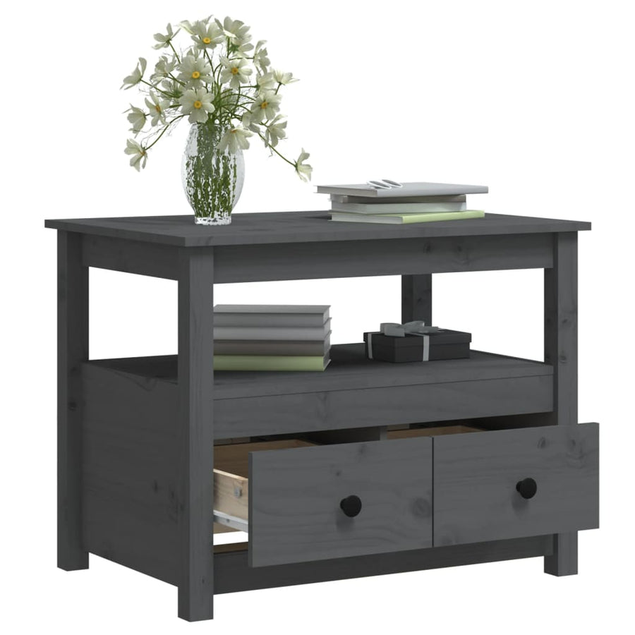 Salontafel 71X49X55 Cm Massief Grenenhout Grijs