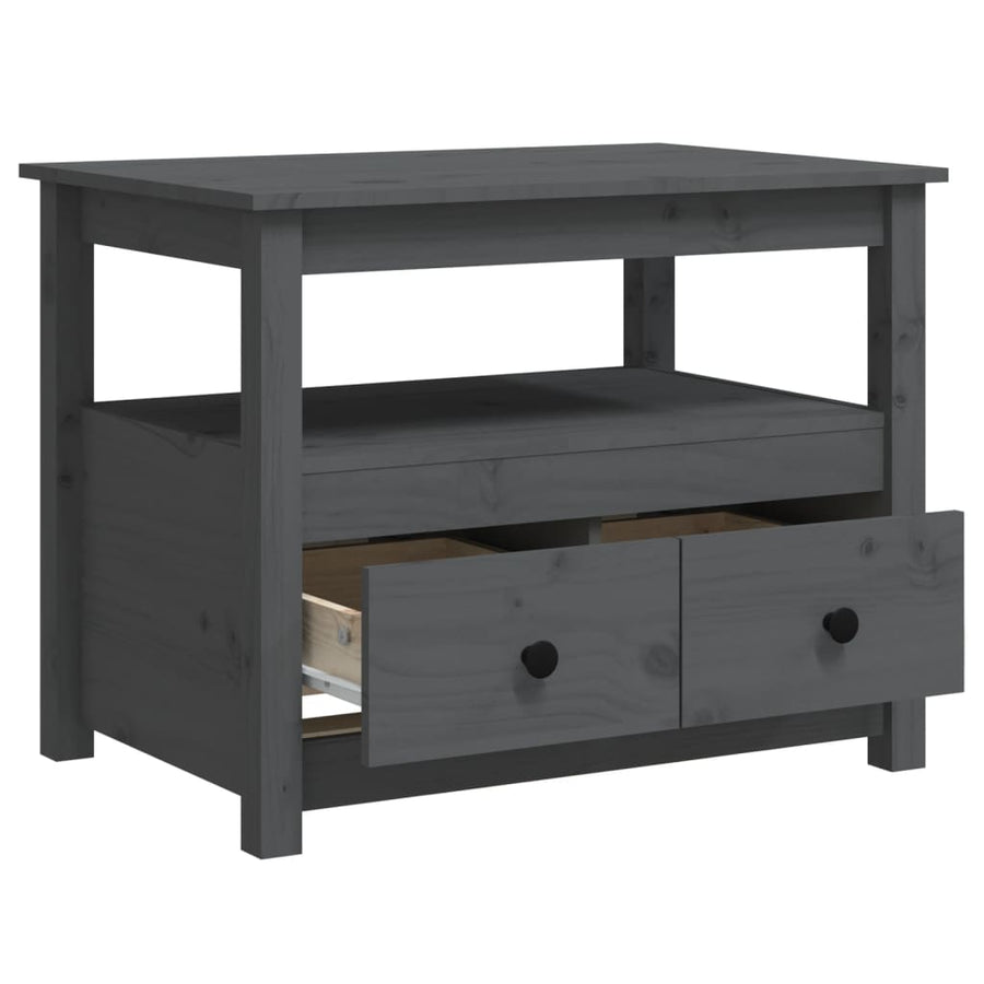 Salontafel 71X49X55 Cm Massief Grenenhout Grijs