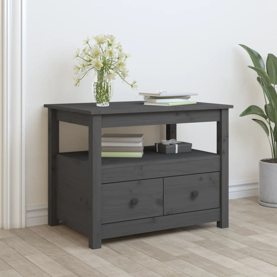 Salontafel 71X49X55 Cm Massief Grenenhout Grijs